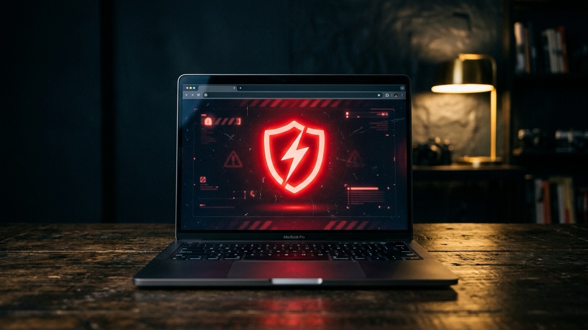 A laptop browser showing a red "Your connection is not private" security warning page